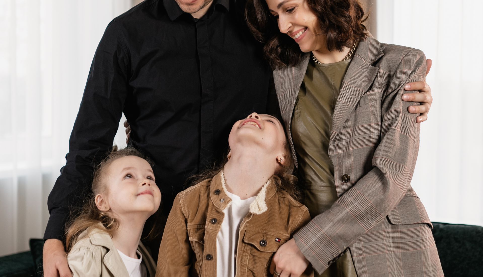 Young family together at home